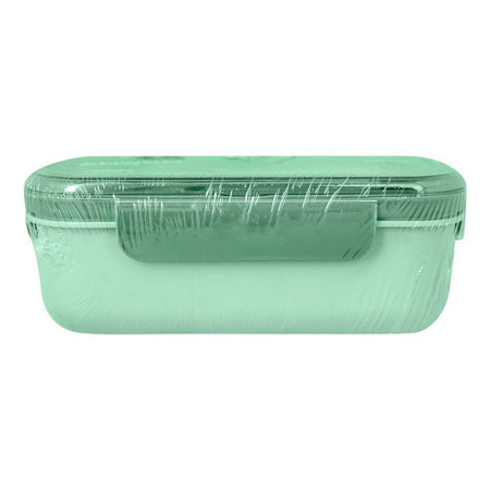 Plastic Lunch Box, 2 Compartments & Cutlery, 1100ml, Green, 6.5in (H) x 3.3in (W) x 2in (D), Yk0335 - Image 4