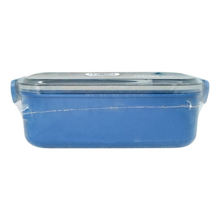 Plastic Lunch Box, 2 Compartments & Cutlery, 1000ml, Blue, 6.3in (H) x 3.1in (W) x 2.2in (D), Yc9008 - Image 4