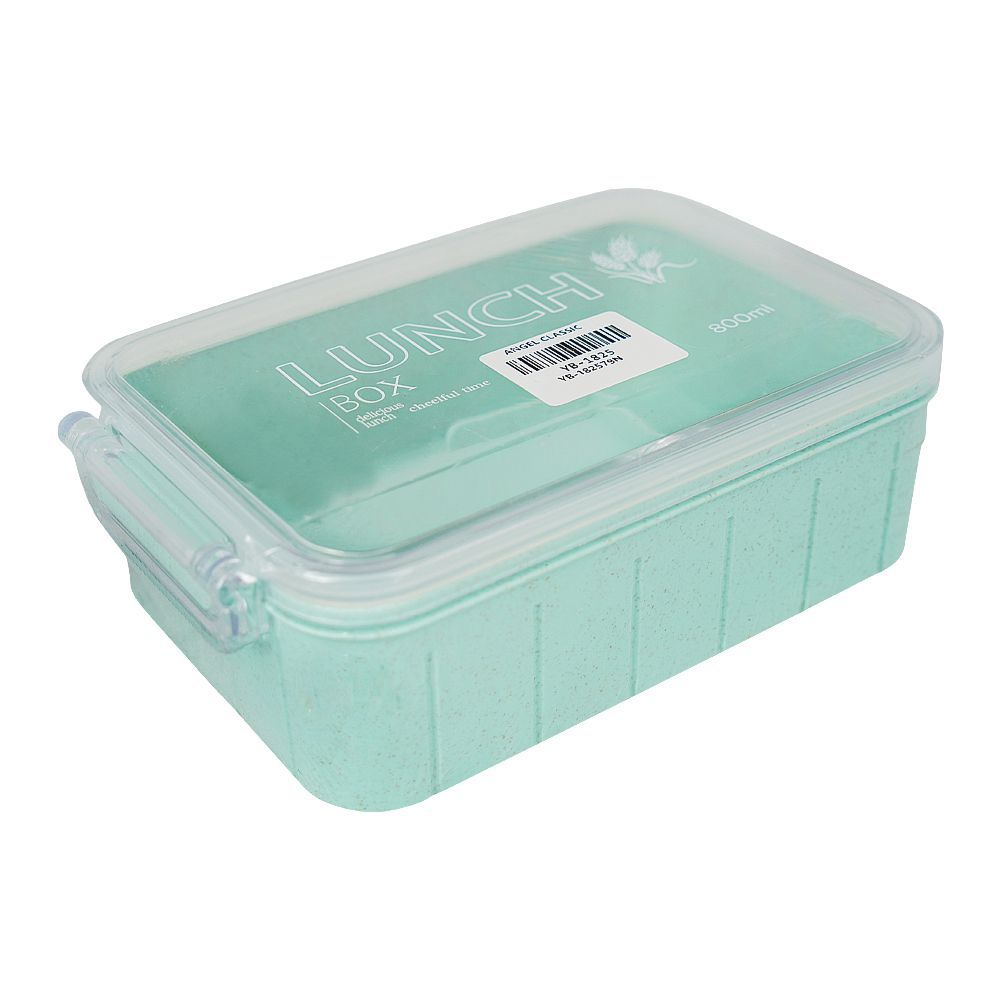 Plastic Lunch Box, Cutlery, 800ml, Sea Green, 6.3in (H) x 4.2in (W) x 1.7in (D), Yb-1825 - Main Image
