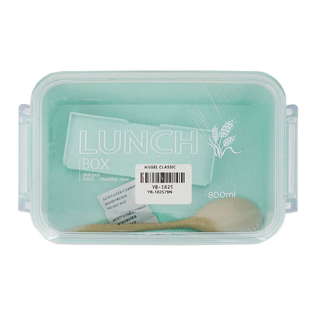 Plastic Lunch Box, Cutlery, 800ml, Sea Green, 6.3in (H) x 4.2in (W) x 1.7in (D), Yb-1825 - Image 2