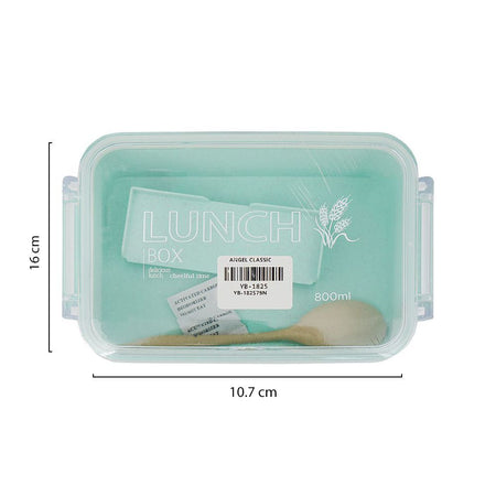 Plastic Lunch Box, Cutlery, 800ml, Sea Green, 6.3in (H) x 4.2in (W) x 1.7in (D), Yb-1825 - Image 3