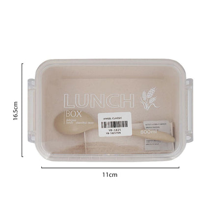 Plastic Lunch Box, Cutlery, 800ml, Beige, 6.5in (H) x 4.3in (W) x 2in (D), Yb-1825 - Image 3