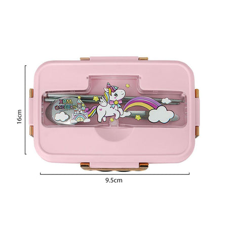 Plastic Lunch Box, 3 Compartments & Cutlery, Pink, 6.3in (H) x 3.7in (W) x 2in (D), K-181 - Image 3