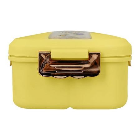 Plastic Lunch Box, 3 Compartments & Cutlery, Yellow, 6.5in (H) x 3.5in (W) x 2.2in (D), K-181 - Image 4