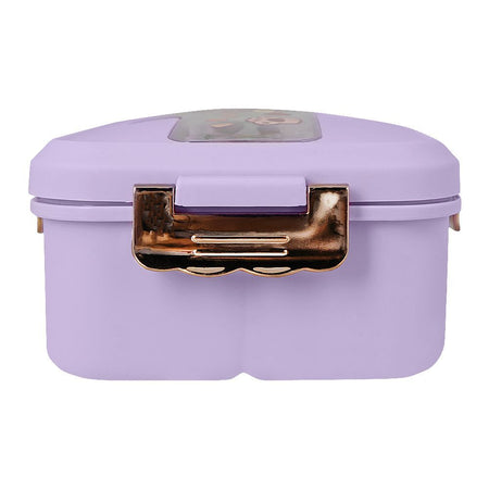 Plastic Lunch Box, 3 Compartments & Cutlery, Purple, 6.3in (H) x 3.5in (W) x 2.2in (D), K-181 - Image 4