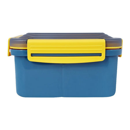 Plastic Lunch Box, 3 Compartments & Cutlery, 1500ml, Blue & Yellow, 5.9in (H) x 5.1in (W) x 3in (D), 287539 - Image 4
