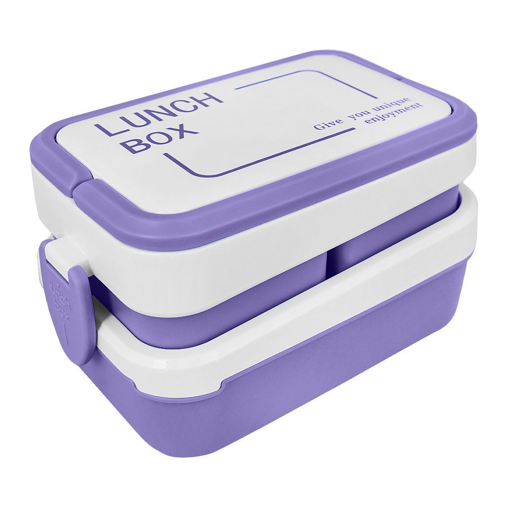 Plastic Lunch Box Including 3 Separate Rooms On 2 Levels, 1500ml, Purple, 5.9in (H) x 3.5in (W) x 1.8in (D), K-812 - Main Image