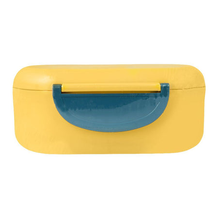 Plastic Lunch Box, 2 Compartments & Cutlery, 1000ml, Yellow, 5.9in (H) x 3in (W) x 2.2in (D), Kh-002 - Image 3