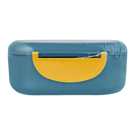 Plastic Lunch Box, 2 Compartments & Cutlery, 1000ml, Blue, 6.1in (H) x 3in (W) x 2.2in (D), Kh-002 - Image 3