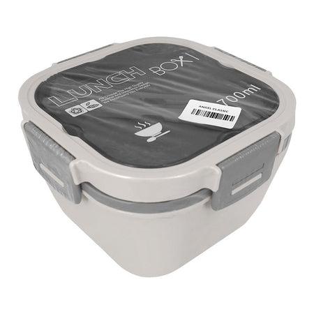 Plastic Double Layer Lunch Box, Cutlery, 1700ml, White, 6.5in (H) x 4.5in (W) x 3.3in (D), Yc-9030 - Main Image