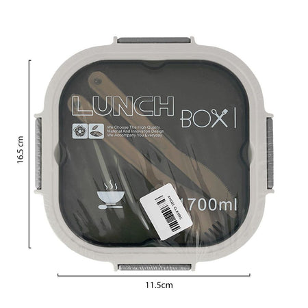 Plastic Double Layer Lunch Box, Cutlery, 1700ml, White, 6.5in (H) x 4.5in (W) x 3.3in (D), Yc-9030 - Image 3