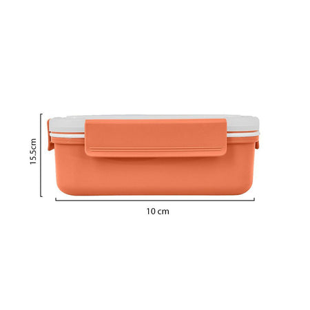 Stainless Steel Lunch Box, 2 Compartments, Leakproof, Orange, 6.1in (H) x 3.9in (W) x 2in (D), 88211 - Image 3