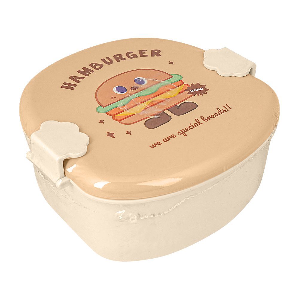 Burger Plastic Lunch Box, 3 Compartments, Off White, 4.7in (H) x 3.5in (W) x 2.4in (D), 20706-28 - Main Image