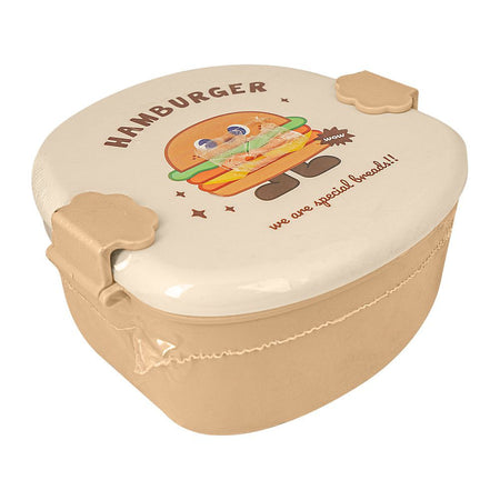Burger Plastic Lunch Box, 3 Compartments, Cream, 4.7in (H) x 3.1in (W) x 2.4in (D), 20706-28 - Main Image