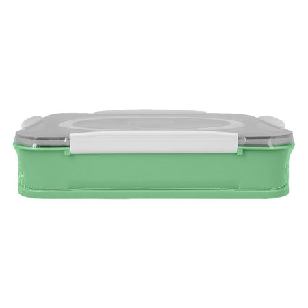 Stainless Steel Lunch Box, 3 Compartments & Cutlery, Green, 9.1in (H) x 6.3in (W) x 2in (D), 2523C - Image 2