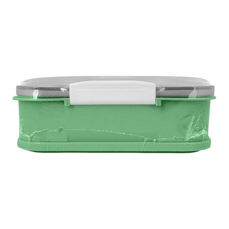 Stainless Steel Lunch Box, 3 Compartments & Cutlery, Green, 9.1in (H) x 6.3in (W) x 2in (D), 2523C - Image 3