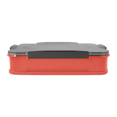 Stainless Steel Lunch Box, 3 Compartments & Cutlery, Red, 9.3in (H) x 6.5in (W) x 1.8in (D), 2523C - Image 2