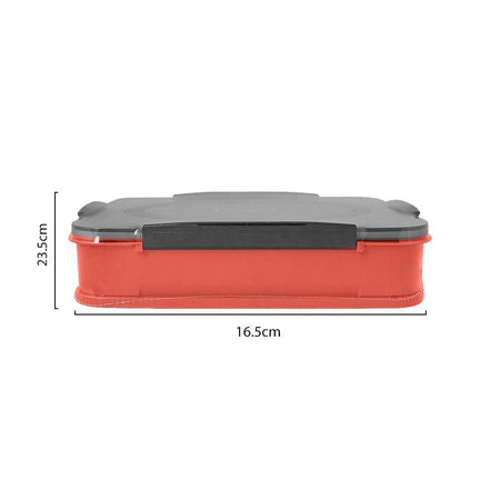 Stainless Steel Lunch Box, 3 Compartments & Cutlery, Red, 9.3in (H) x 6.5in (W) x 1.8in (D), 2523C - Image 5