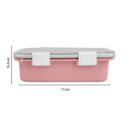 Stainless Steel Lunch Box, 3 Compartments, 850ml, Pink, 6.5in (H) x 4.3in (W) x 2in (D), 70691 - Image 6
