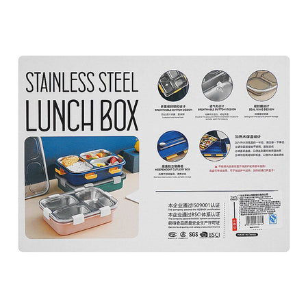 Stainless Steel Lunch Box, 3 Compartments, 850ml, Green, 8.7in (H) x 6.4in (W) x 2.6in (D), 70691 - Image 5