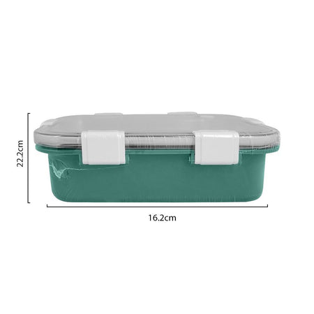 Stainless Steel Lunch Box, 3 Compartments, 850ml, Green, 8.7in (H) x 6.4in (W) x 2.6in (D), 70691 - Image 6