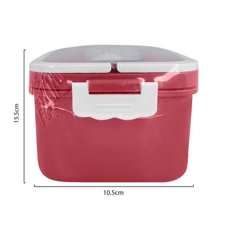 Plastic Lunch Box, 3 Compartments & Cutlery & 330ml Soup Cup, 1500ml, Red, 6.1in (H) x 4.1in (W) x 2.6in (D), Zb-6325 - Image 6