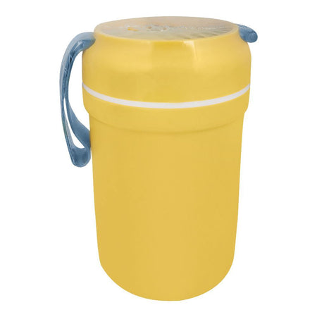 Plastic Lunch Box, 3 Compartments & Cutlery & 330ml Soup Cup, 1500ml, Yellow, 6.9in (H) x 4.1in (W) x 2.8in (D), Zb-6325 - Image 2