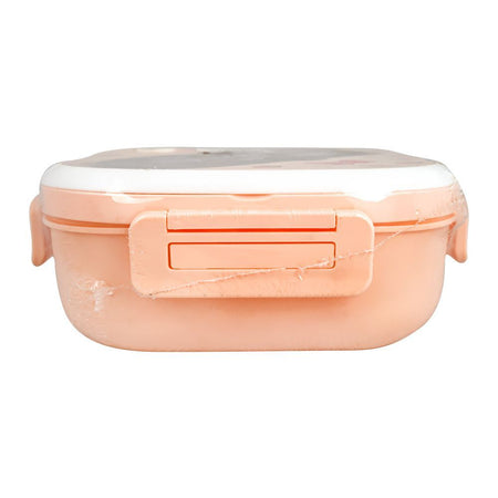 Plastic Lunch Box, 3 Compartments, Own Handle & Cutlery, 1300ml, Pink, 4.9in (H) x 4.1in (W) x 2.2in (D), Tq298 - Image 2