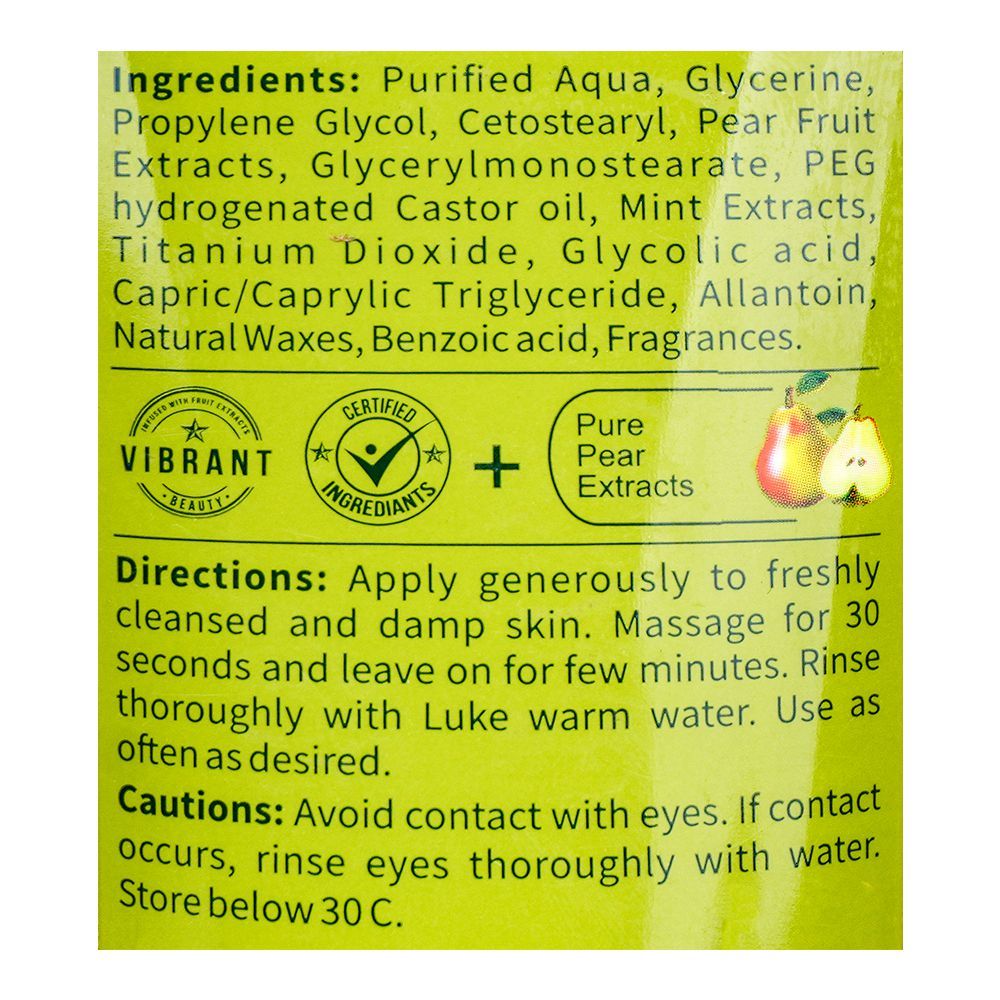 Vibrant Beauty Skin Brightening Pear & Mint Cleansing Polish, For All Skin Types, Sulphate, Paraben & Phthalate Free, 200ml - Image 3