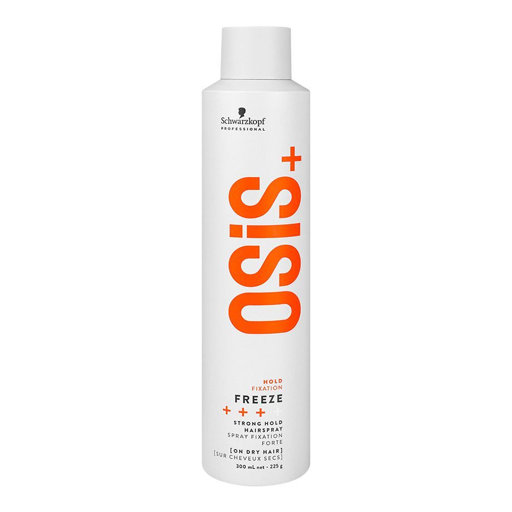 Schwarzkopf OSiS+ Freeze Strong Hold Hairspray, Spray Fixation Forte, Heat Protection, For All Hair Types, 300ml - Main Image