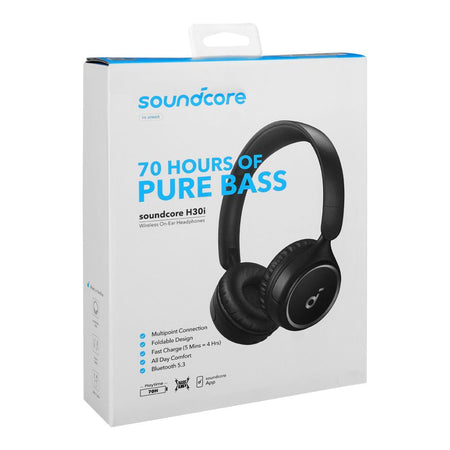 Soundcore by Anker H30I Wireless On-Ear Headphones, 70H Playtime, Fast Charging, Black, A3012H11 - Image 2
