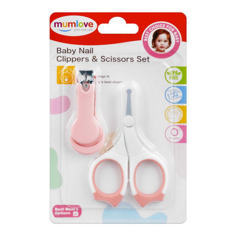 Mum Love Baby Nail Clippers & Scissors Set, BPA Free, Pink, 309-C - Main Image