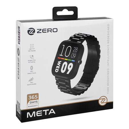 Zero 1.83" TFT HD Display Meta Smart Watch, BT Calling, 100+ Watch Faces & Sports Modes, 8 Days Battery, Black Chain - Image 2