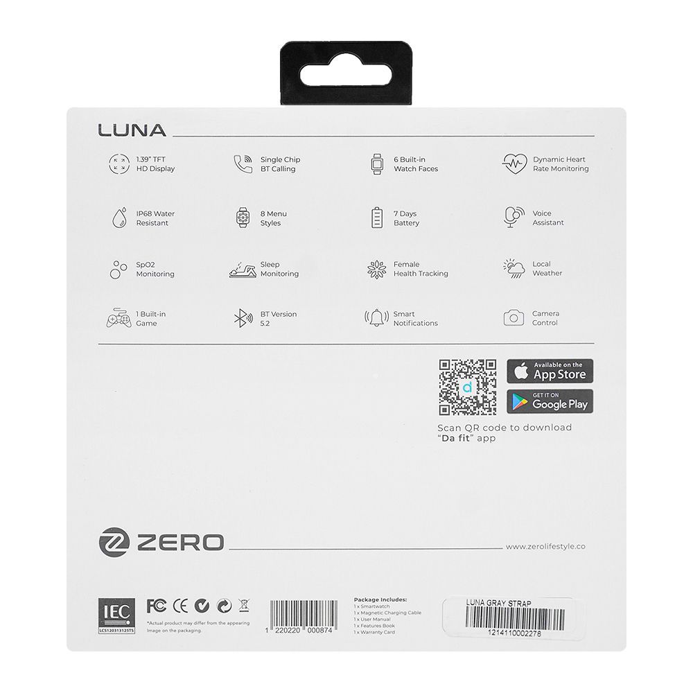 Zero 1.39" TFT HD Display Luna Smart Watch, Motion Gesture, 100+ Cloud Watch Faces & Sports Modes, 7 Days Battery Strap - Image 4