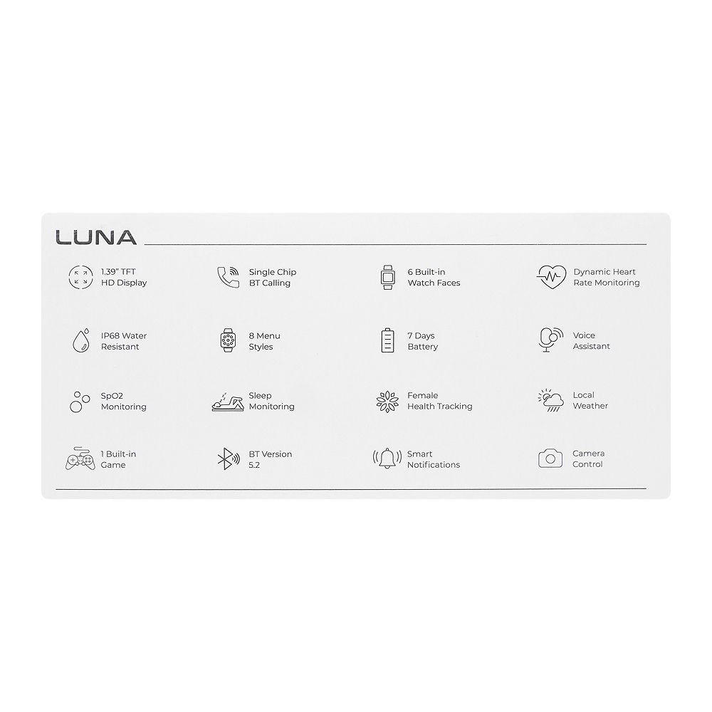 Zero 1.39" TFT HD Display Luna Smart Watch, Motion Gesture, 100+ Cloud Watch Faces & Sports Modes, 7 Days Battery Strap - Image 5