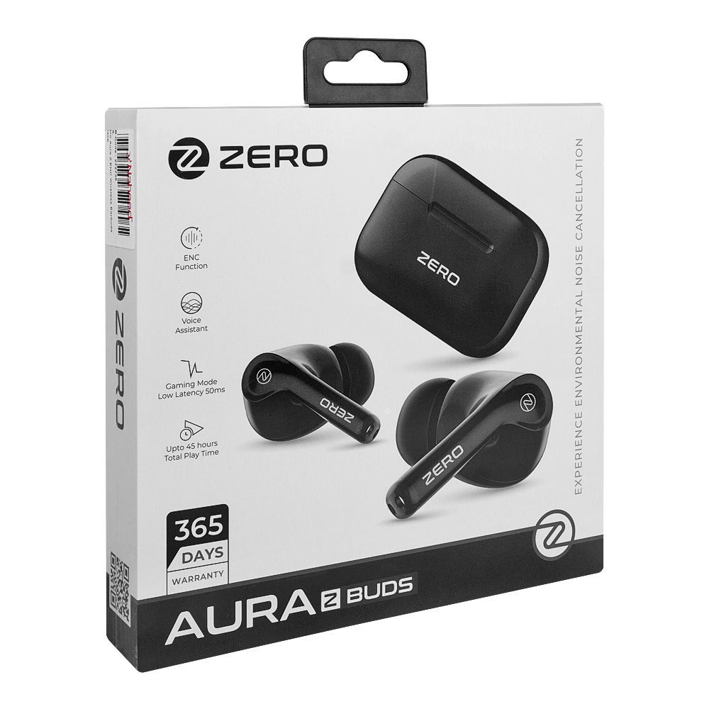 Zero Aura Z ENC Wireless Earbuds, Upto 45 Hours Play Time, 300mAh Box Battery, 40mAh Earbuds Battery, Black - Image 2
