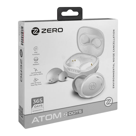 Zero Atom Z Dots ENC Wireless Earbuds, Upto 30 Hours Play Time, 380mAh Box Battery, 40mAh Earbuds Battery, Snow White - Image 4