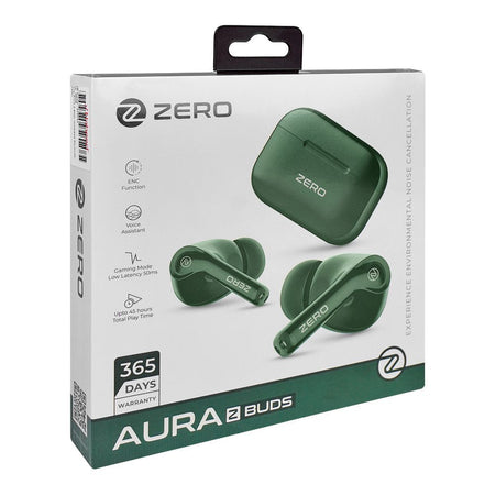 Zero Aura Z ENC Wireless Earbuds, Upto 45 Hours Play Time, 300mAh Box Battery, 40mAh Earbuds Battery, Green - Image 2