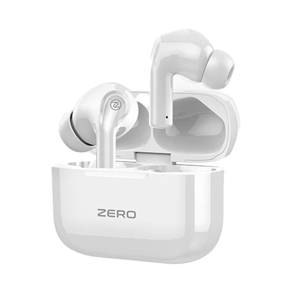 Zero Aura Z ENC Wireless Earbuds, Upto 45 Hours Play Time, 300mAh Box Battery, 40mAh Earbuds Battery, White - Main Image