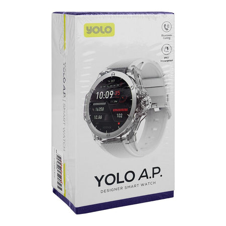 Yolo A.P 1.46" HD Screen Designer Smart Watch, Water Proof, 2 Pin Magnetic Charging, 300mAh Battery, Silver - Image 2