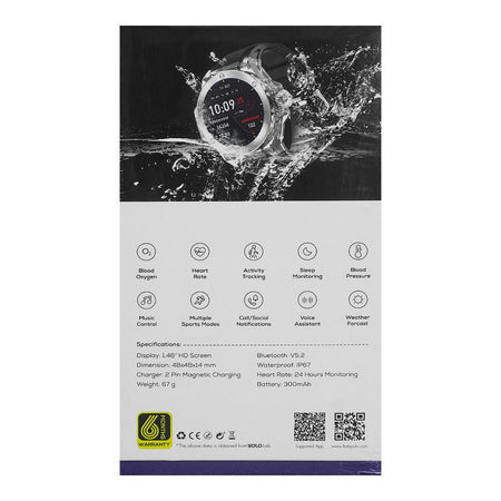 Yolo A.P 1.46" HD Screen Designer Smart Watch, Water Proof, 2 Pin Magnetic Charging, 300mAh Battery, Silver - Image 3