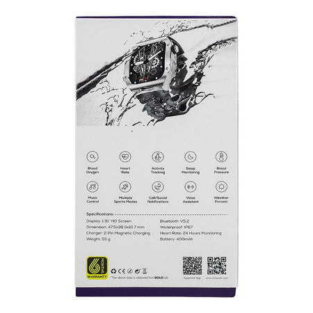 Yolo 1.91" HD Screen Yiller Designer Smart Watch, Water Proof, 2 Pin Magnetic Charging, 400mAh Battery, Black - Image 3