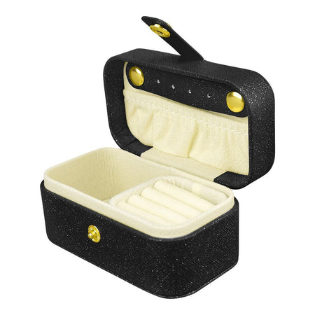 Mini Jewelry Storage Organizer Box For Rings, Earrings & Necklaces, Black, 101017 - Image 3