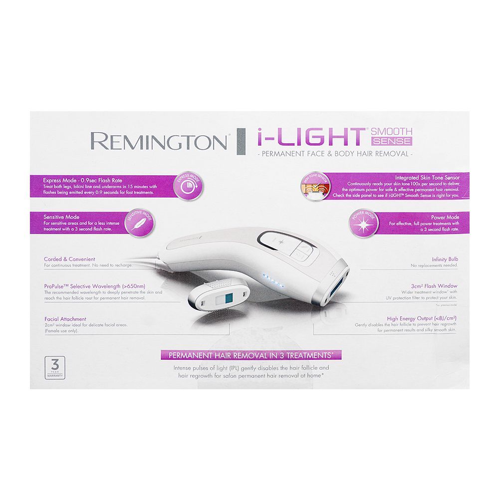 Remington Light Smooth Sense Permanent Face & Body IPL Hair Removal Device, IPL8500 - Image 6