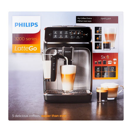 PHILIPS 3200 Espresso Coffee Machine, 5 Coffee Varieties, Touch Display, Ceramic Grinder, Black, EP3246/70 - Image 5