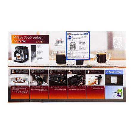 PHILIPS 3200 Espresso Coffee Machine, 5 Coffee Varieties, Touch Display, Ceramic Grinder, Black, EP3246/70 - Image 7