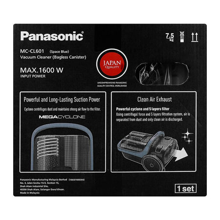 Panasonic Bagless Canister Space Blue Vacuum Cleaner, 1600W, 2.2 Liter Dust Capacity, 5.0m Cord, MC-YL601 - Image 6