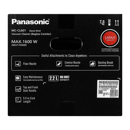 Panasonic Bagless Canister Space Blue Vacuum Cleaner, 1600W, 2.2 Liter Dust Capacity, 5.0m Cord, MC-YL601 - Image 7