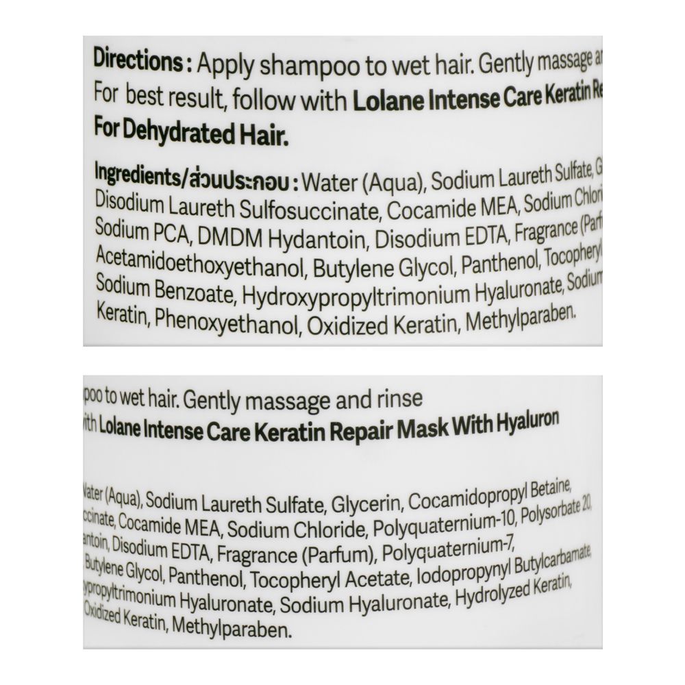 Lolane Intense Care Keratin Serum Shampoo With Hyaluronic Acid For Dehydrated Hair, 400ml - Image 3