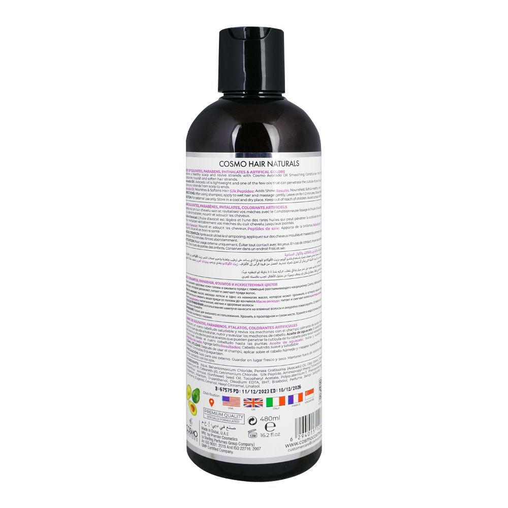 Cosmo Hair Naturals Avocado Conditioner, Sulfates & Parabens Free, 480ml - Image 2